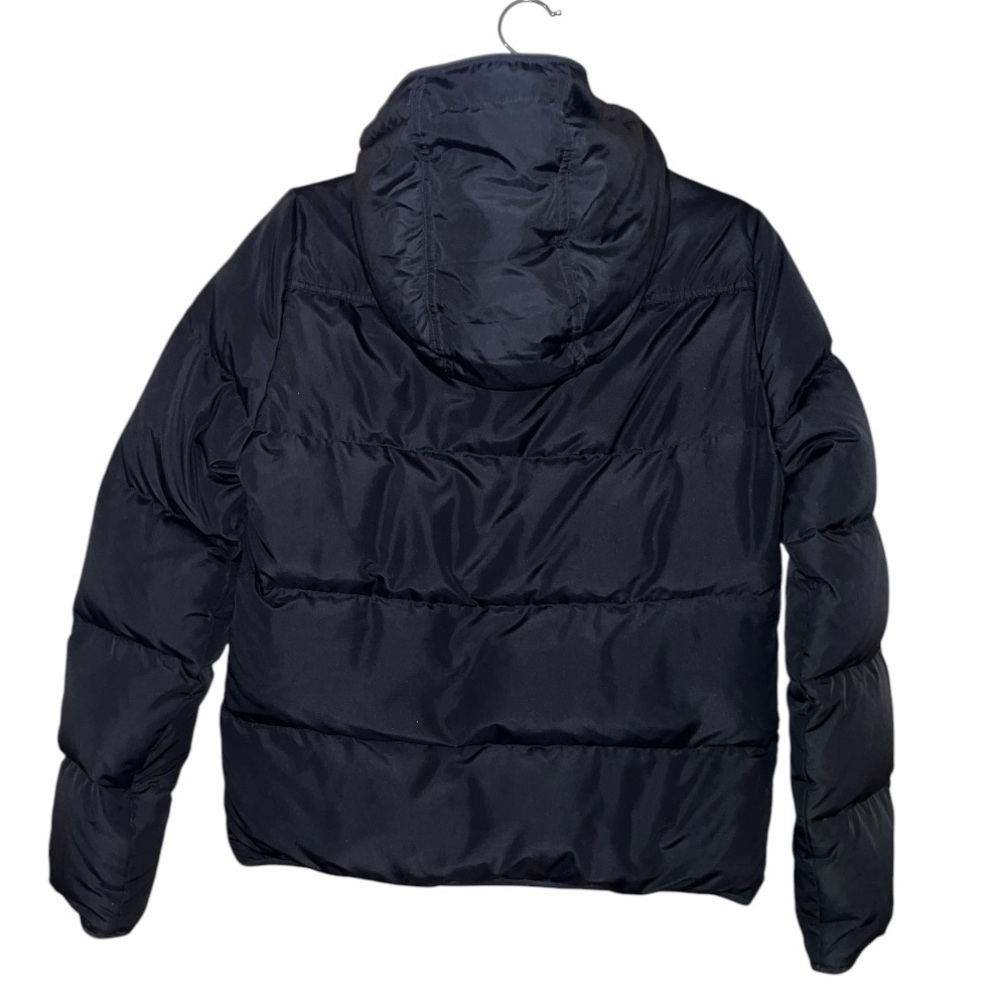J Crew waterfowl feathers down jacket black puffer coat hooded size small - Picture 2 of 12